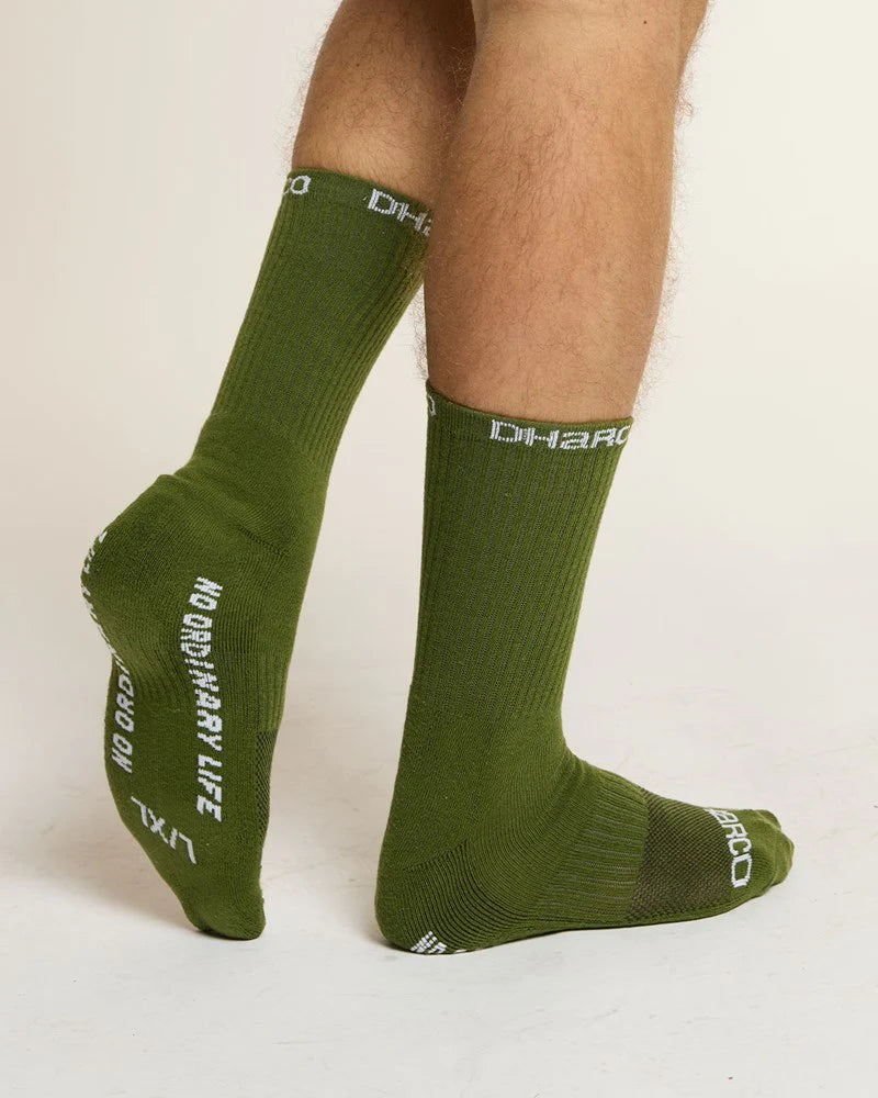 Wearing Dharco Crew Socks Gorilla Green