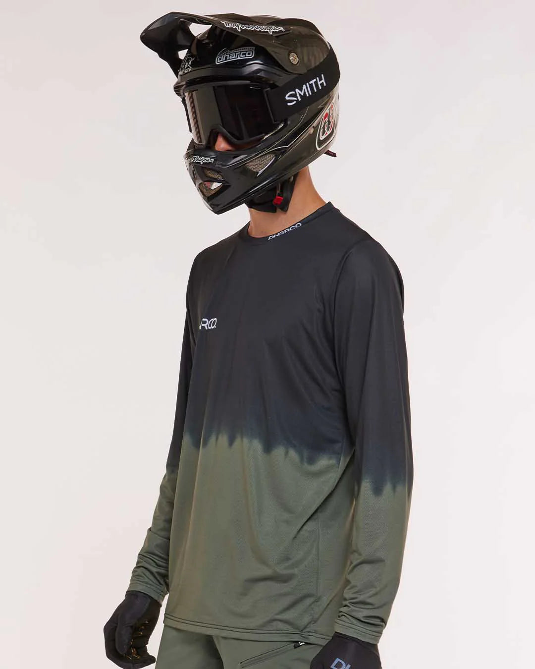 DHARCO Mens Race Jersey Green Fade to Black Side View