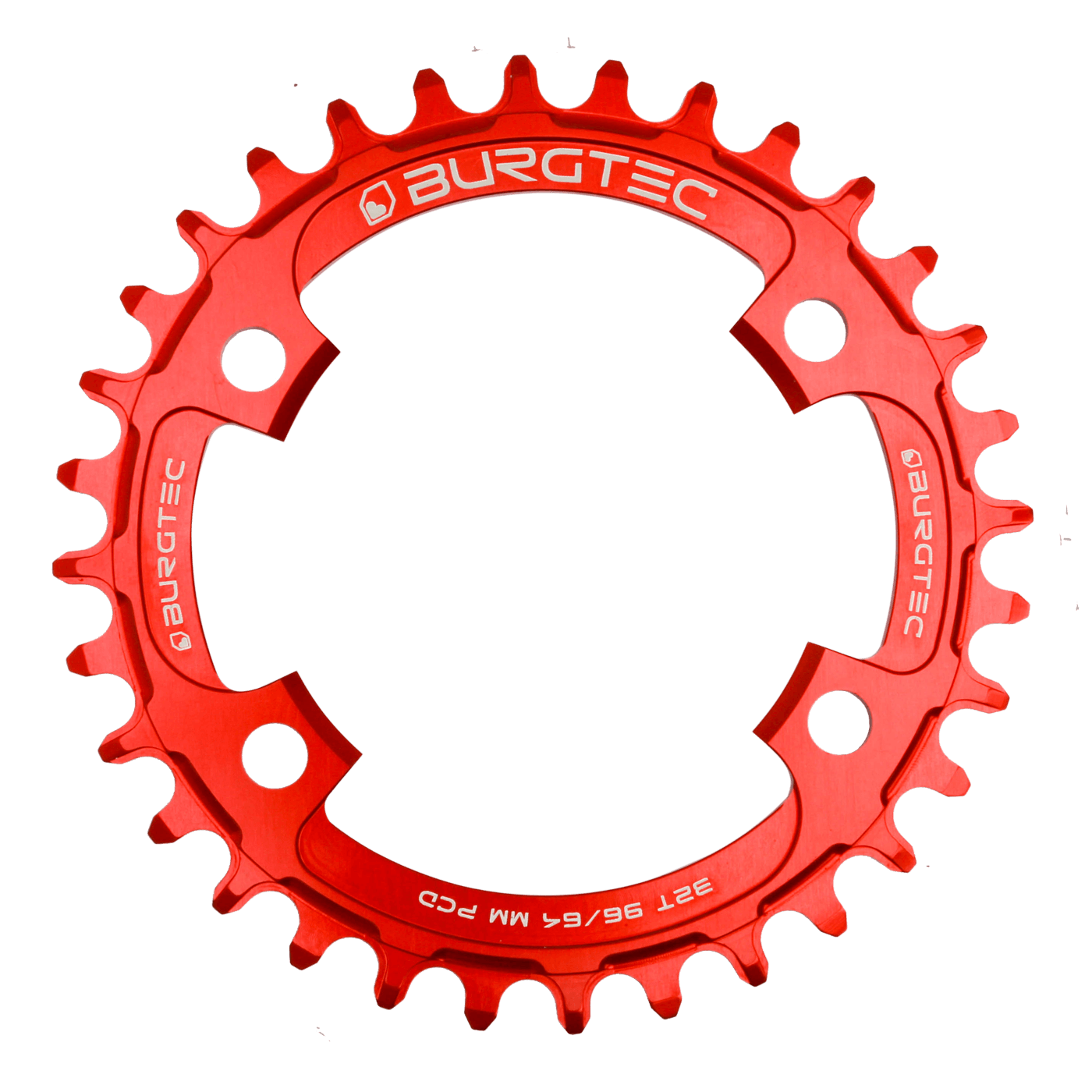 Burgtec 96/64mm PCD thick thin chainring Race red