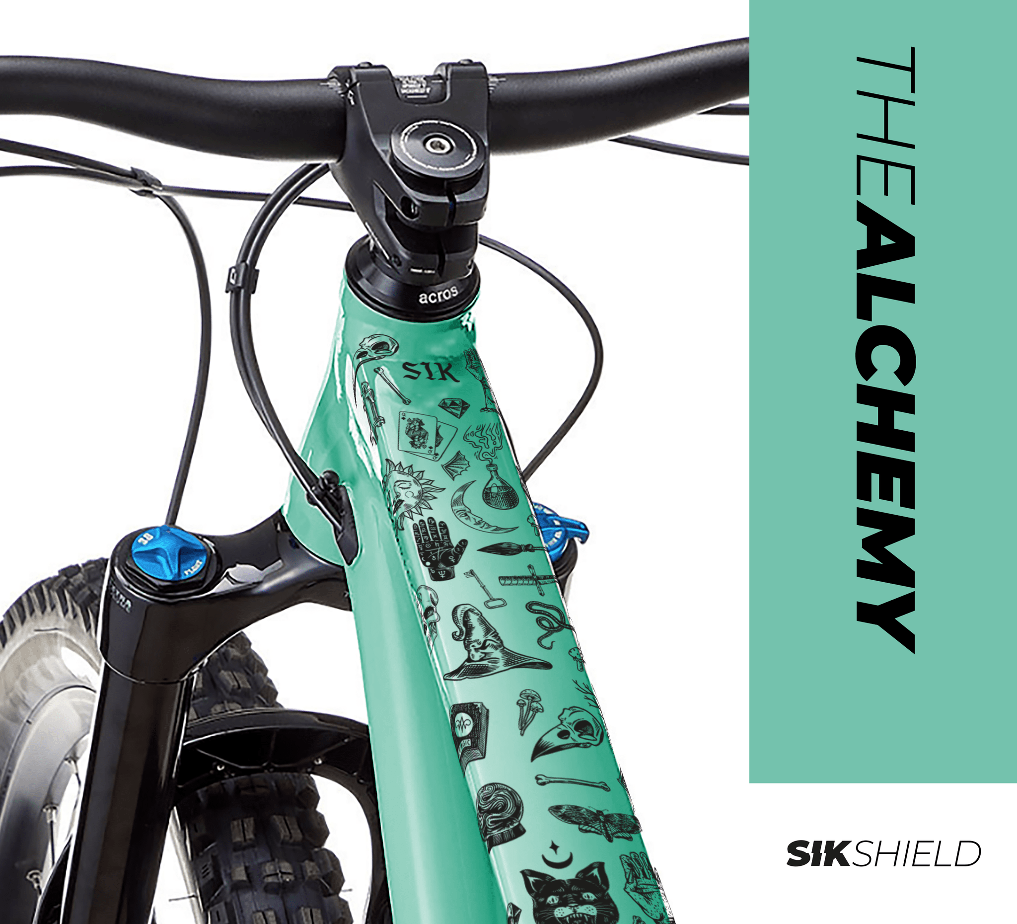 Sikshield mtb frame protection with alchemy images on