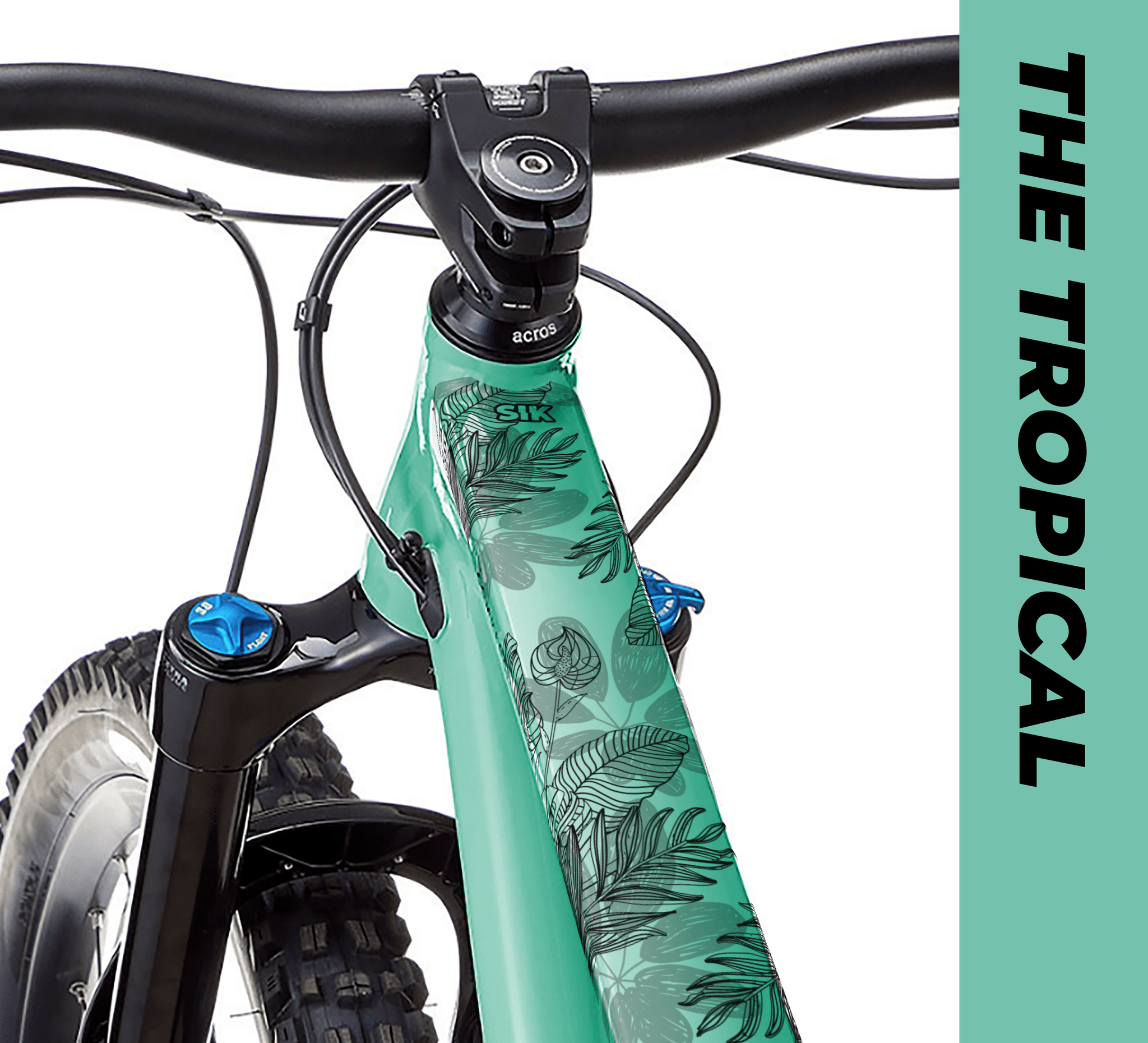 sikshield mtb frame protection with tropical leaf design