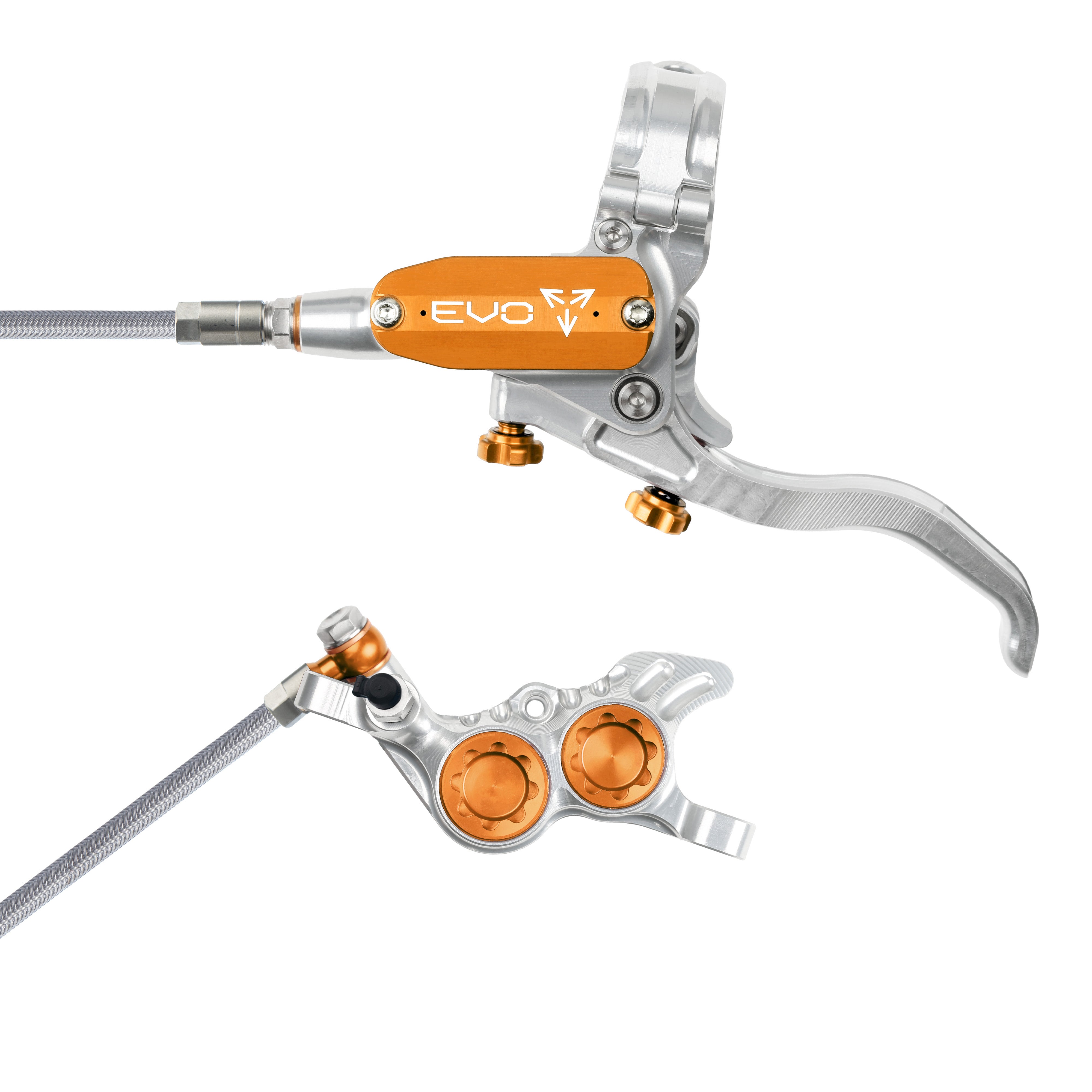 Hope Tech 4 Evo GR4 Silver Orange Braided Hose