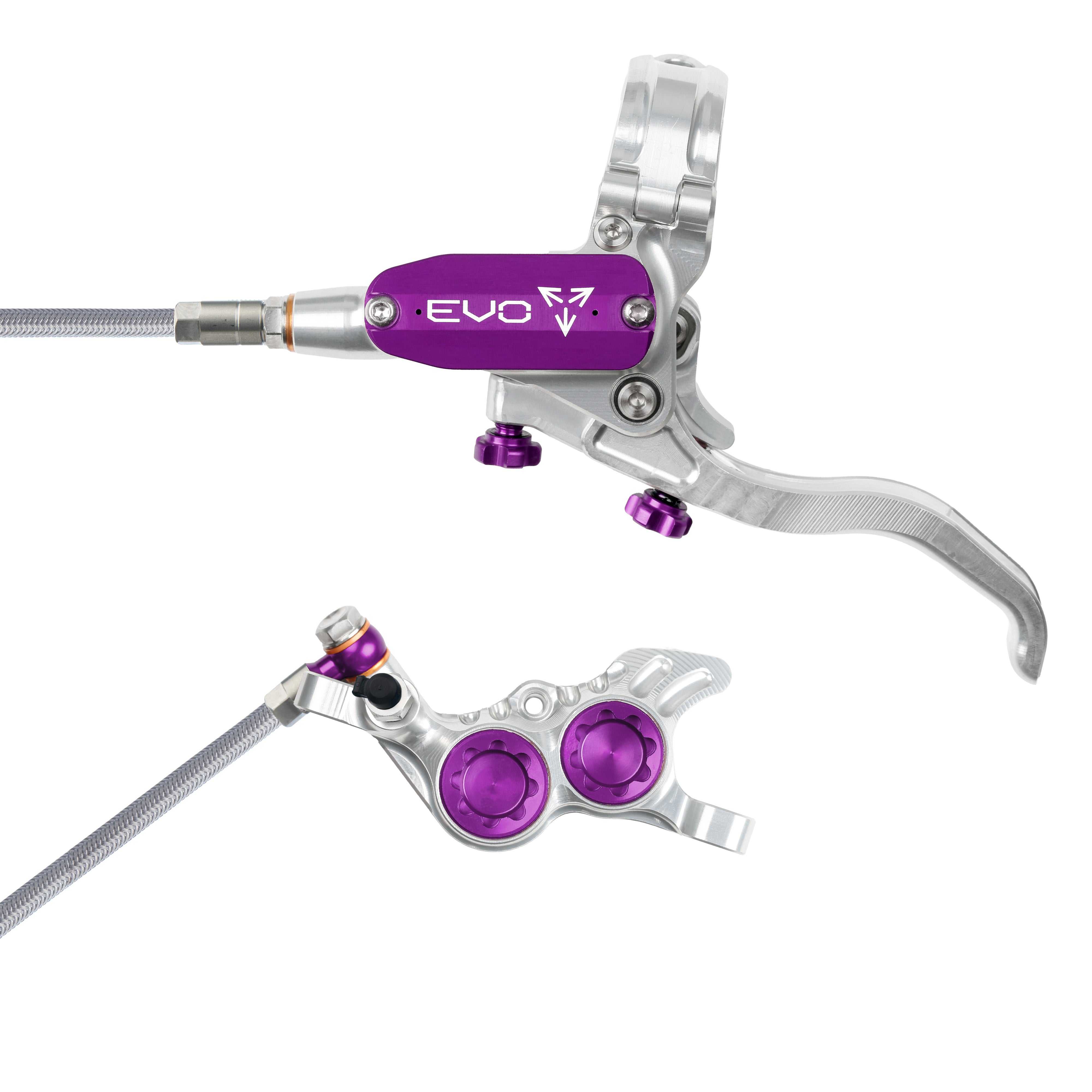 Hope Tech 4 Evo GR4 Silver Purple Braided Hose