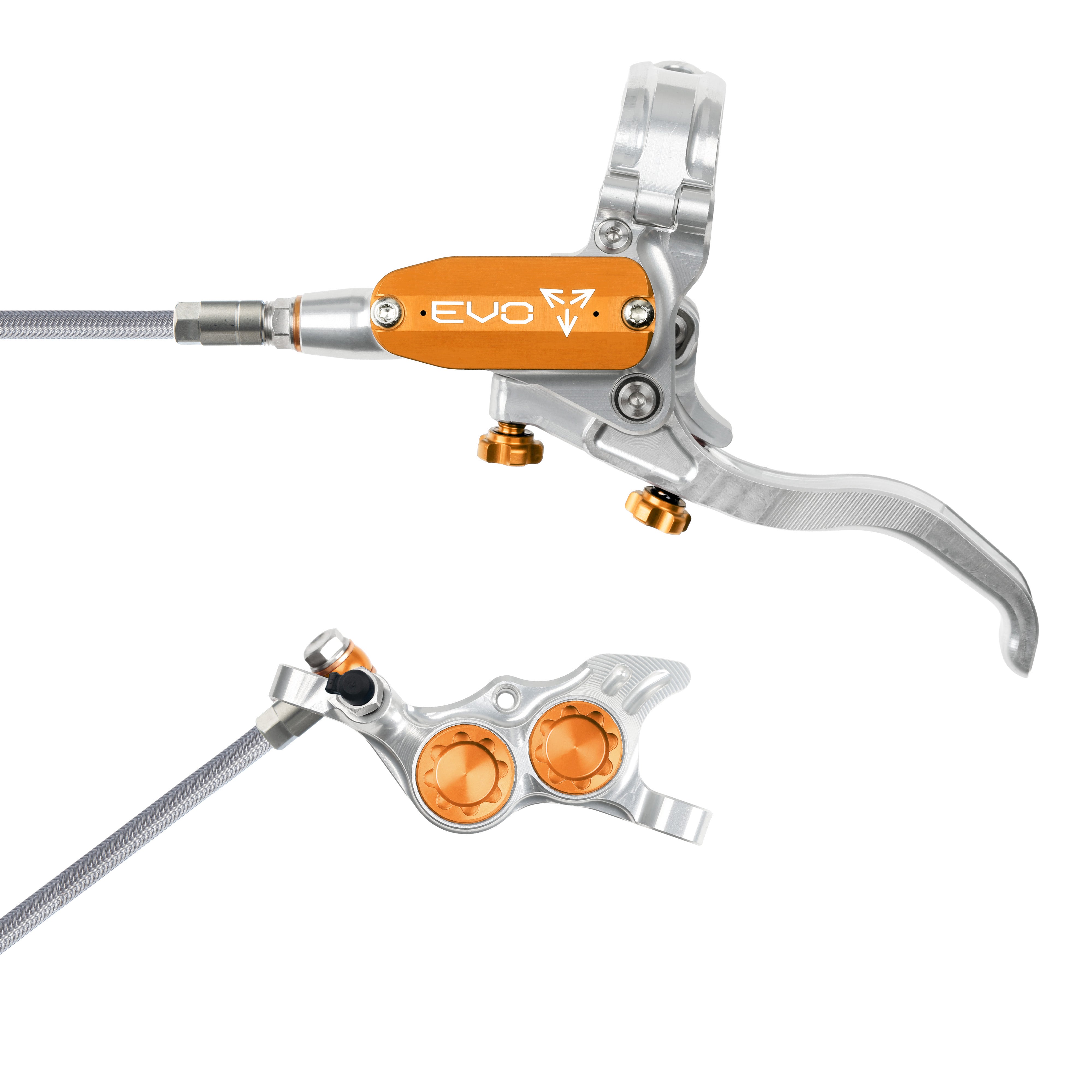 Hope Tech 4 Evo TR4 Silver Orange Braided Hose
