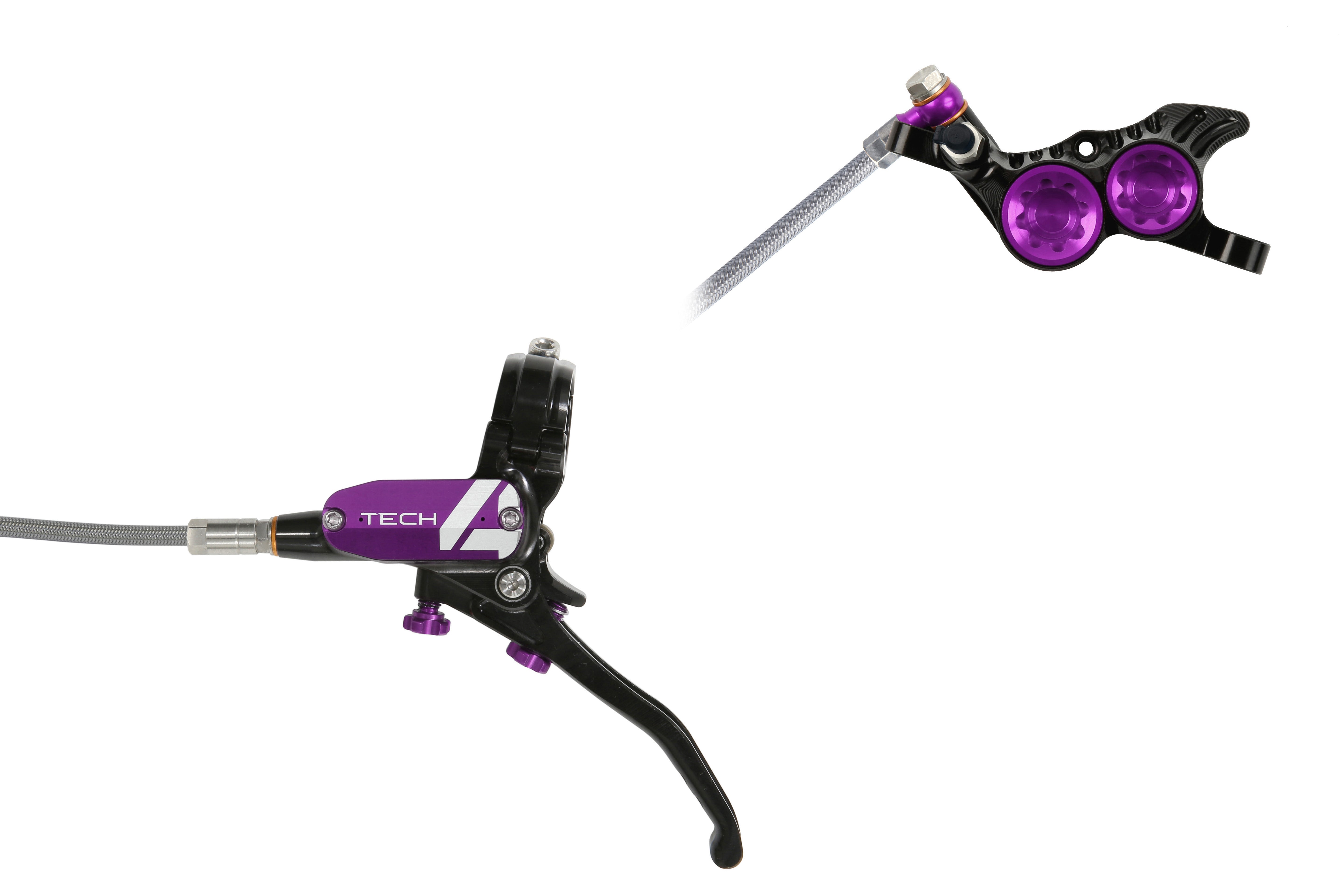 Hope tech 4 v4 purple with braided hose