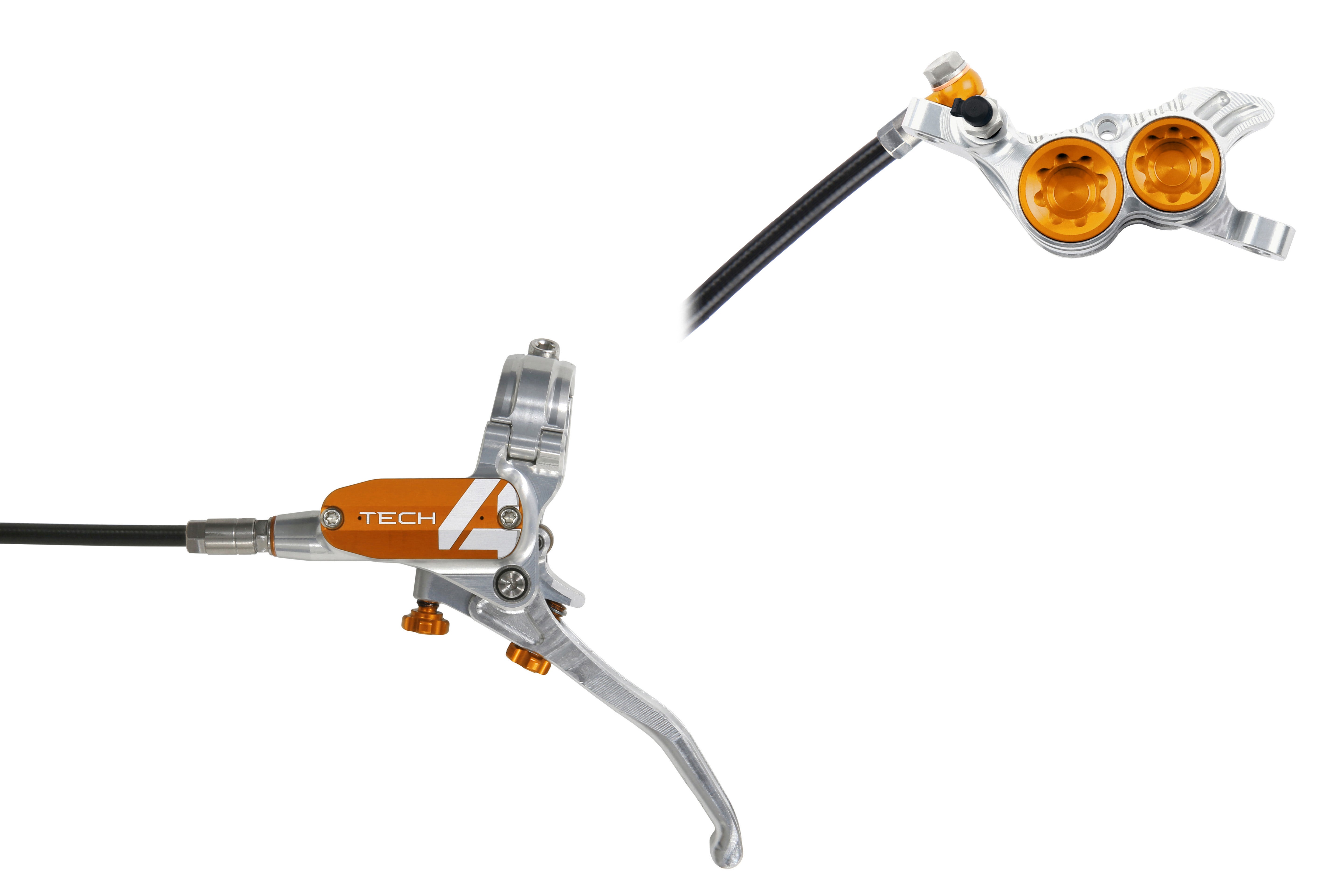 Hope tech 4 v4 brake in silver and orange