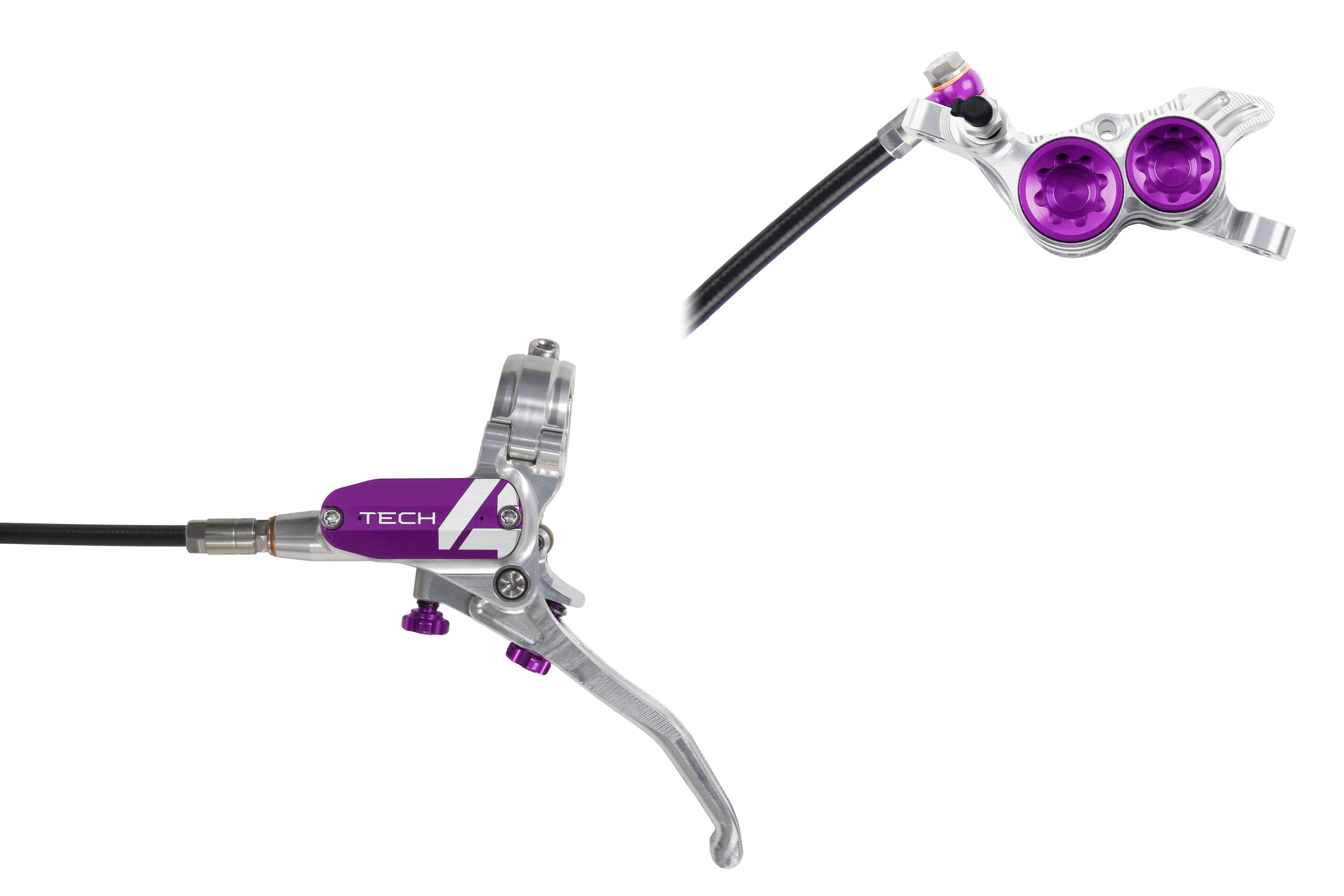 Hope tech 4 v4 brake in silver and purple