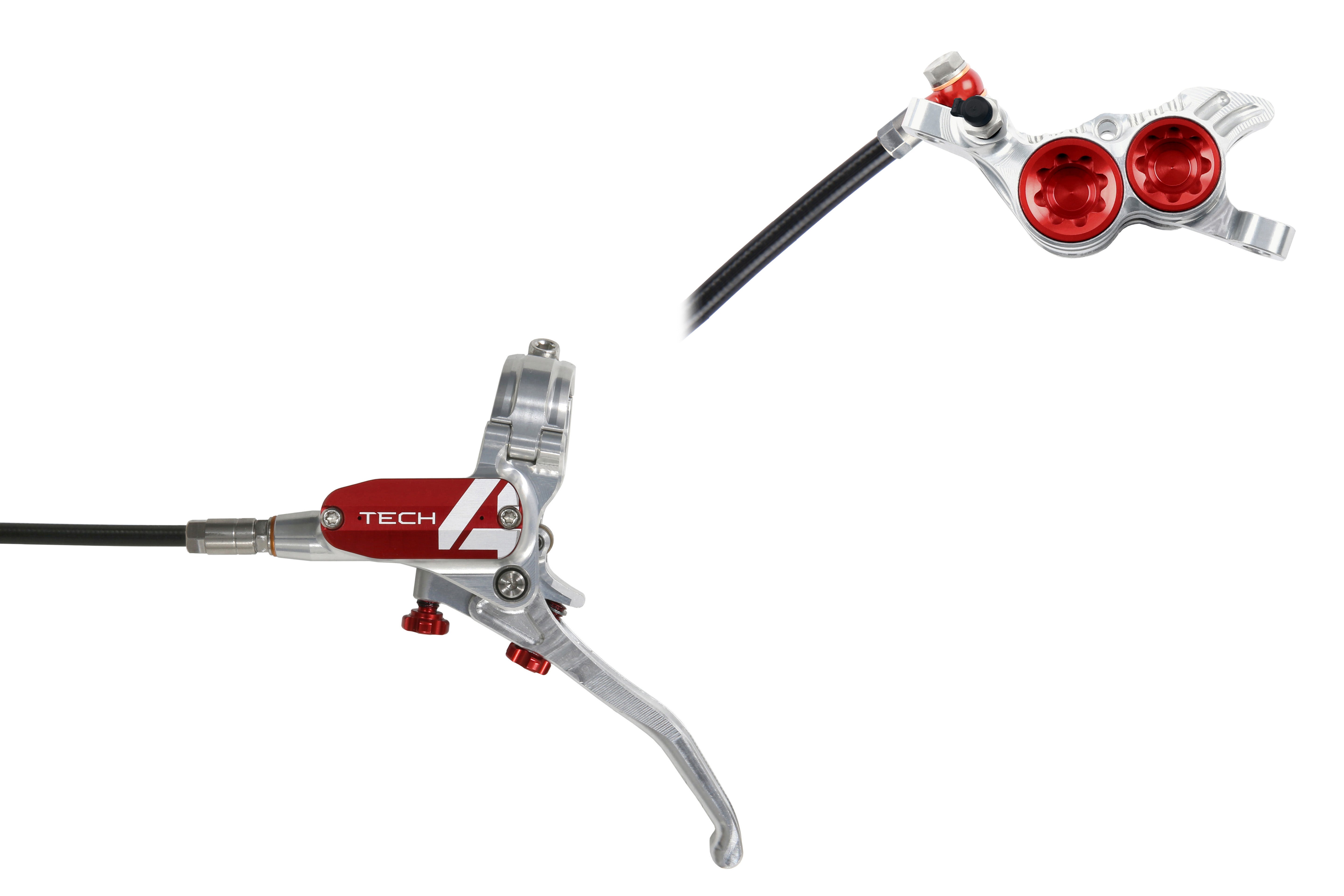 Hope tech 4 v4 brake in silver and red