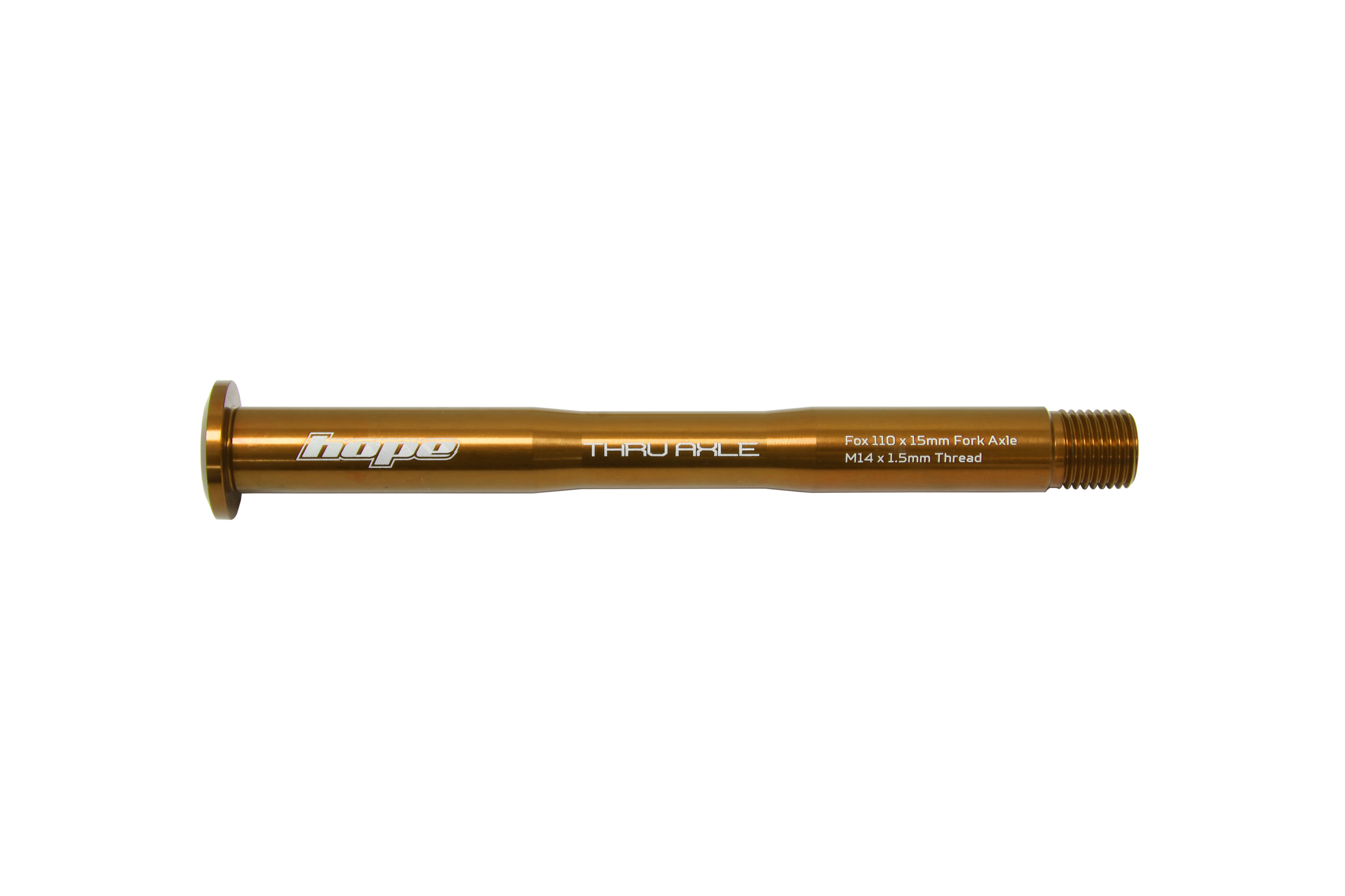 Hope thru axle for fox forks in bronze