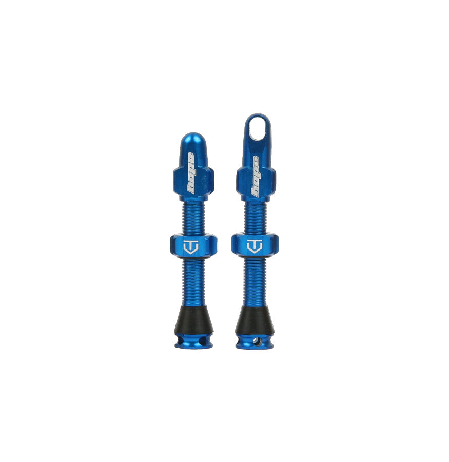 hope tubeless valves in blue