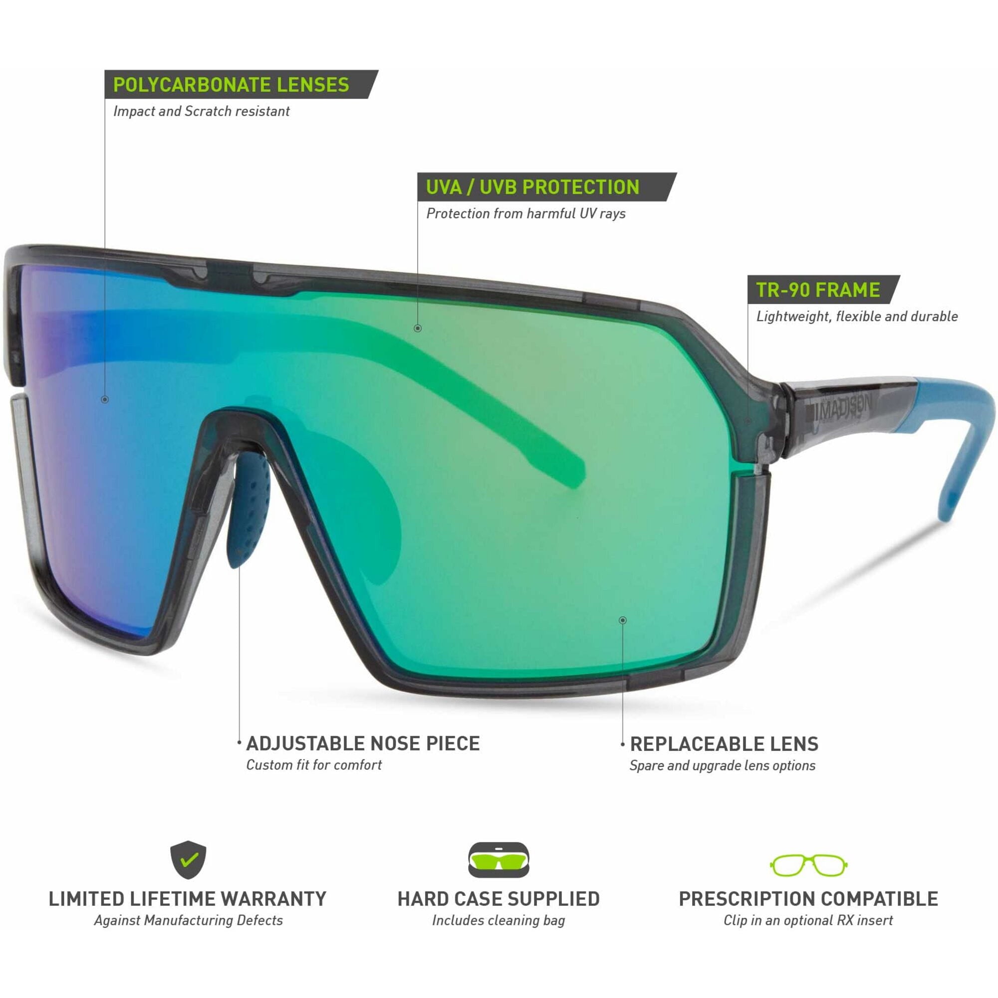 Madison Crypto Crystal Gloss Smoke Sunglasses Details