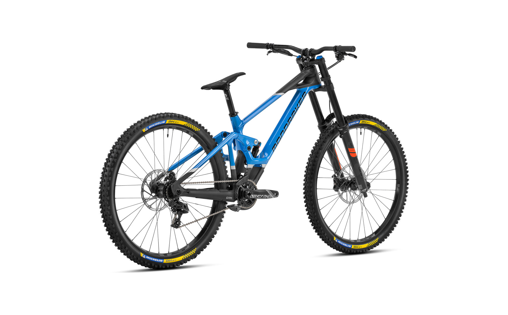 Mondraker Summum downhill bike in marlin blue rear view