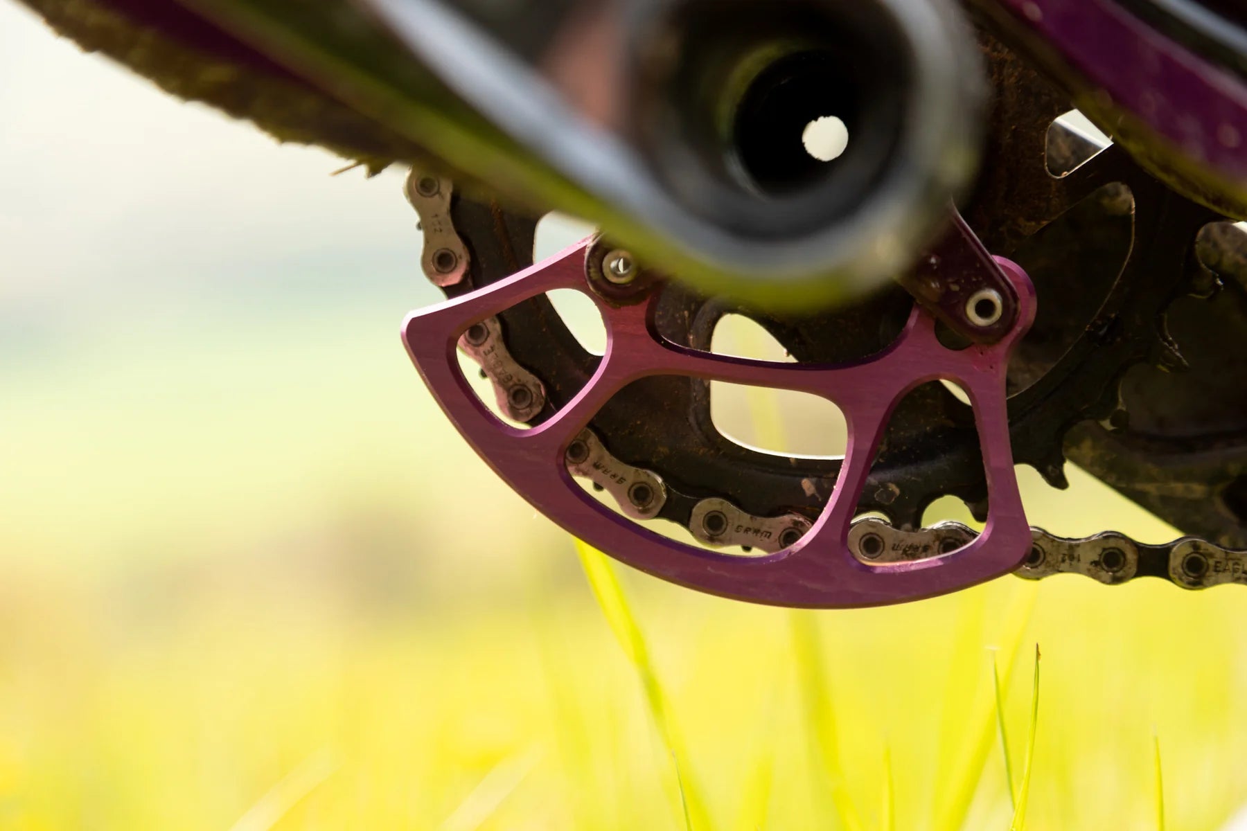 Oak grown bashguard purple fitted to bike