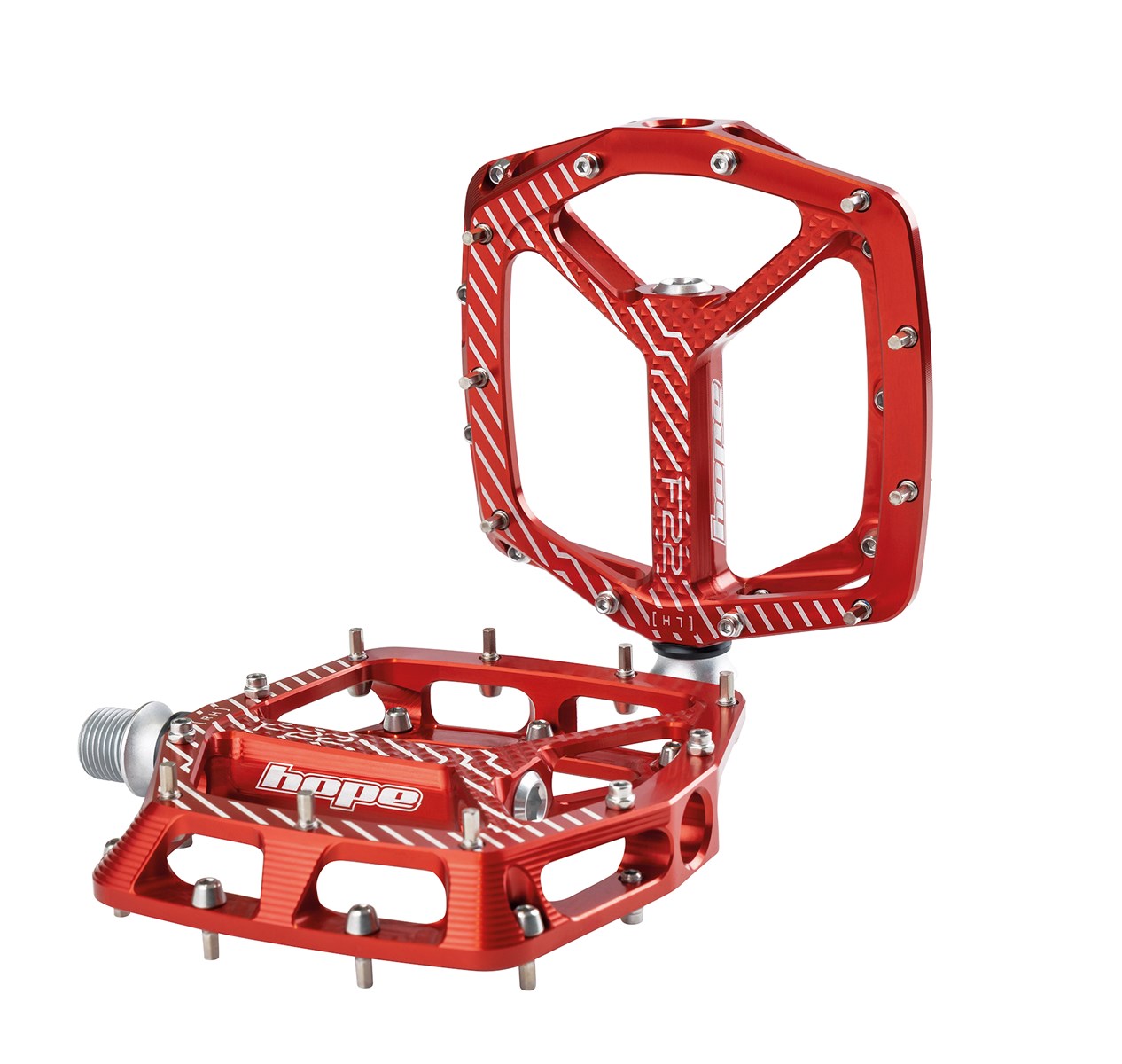 Hope F22 flat pedals red