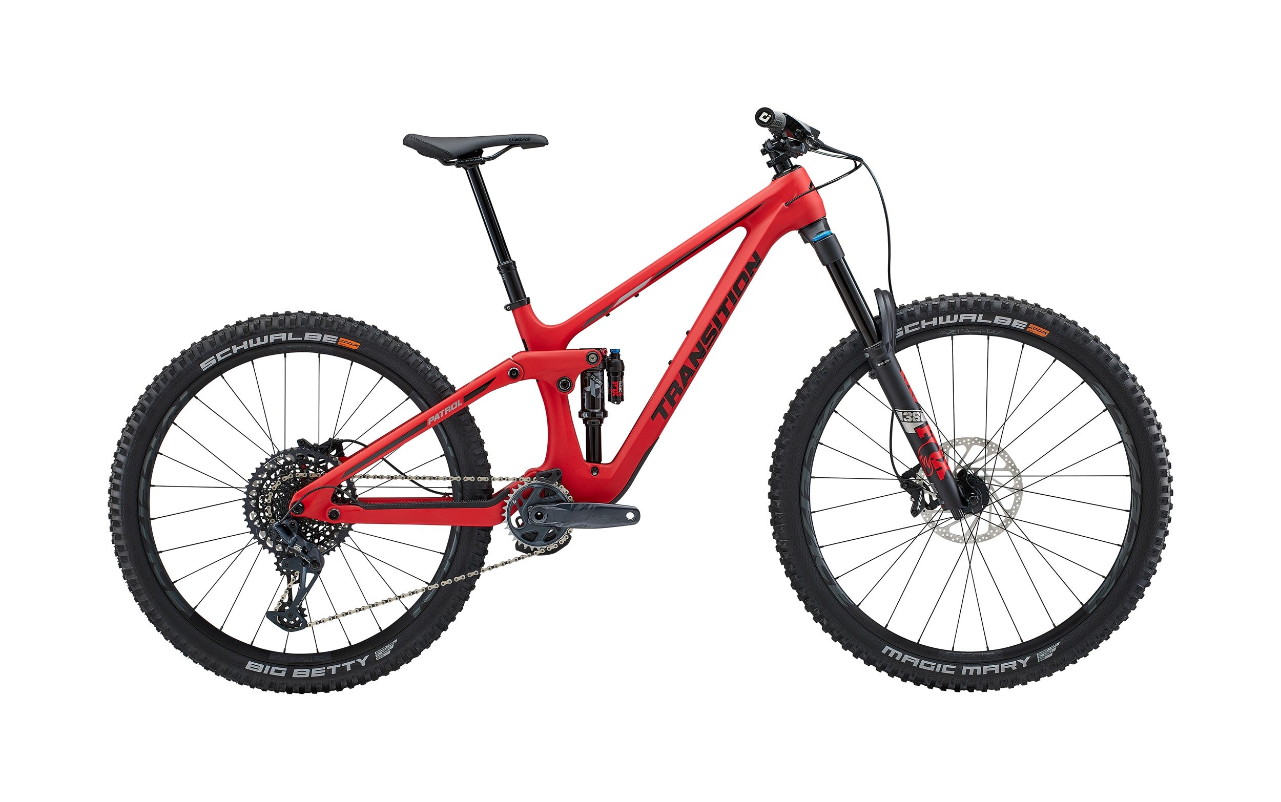 Transition patrol carbon with gx drivetrain in bonfire red