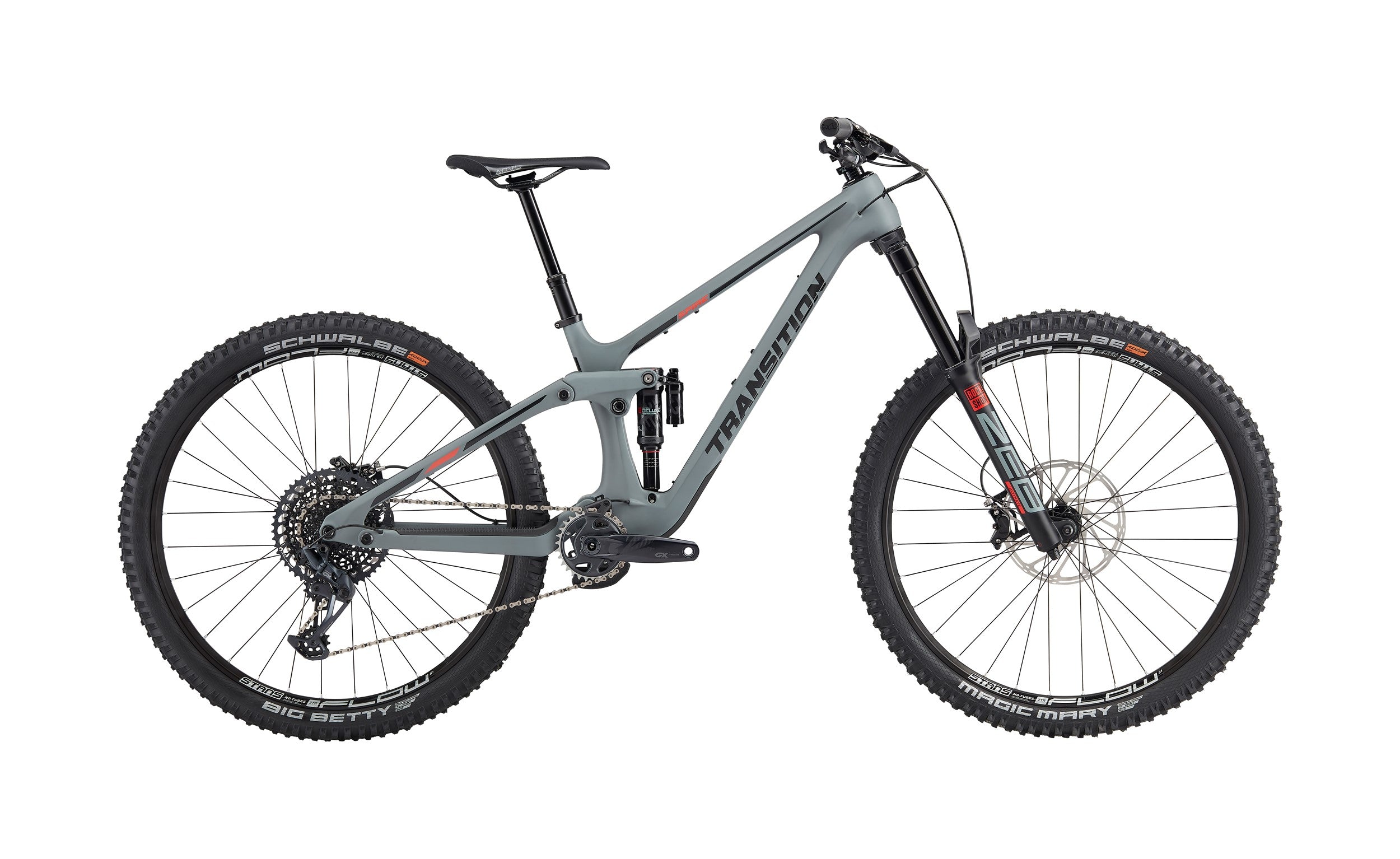 Transition spire carbon mtb with gx in primer grey