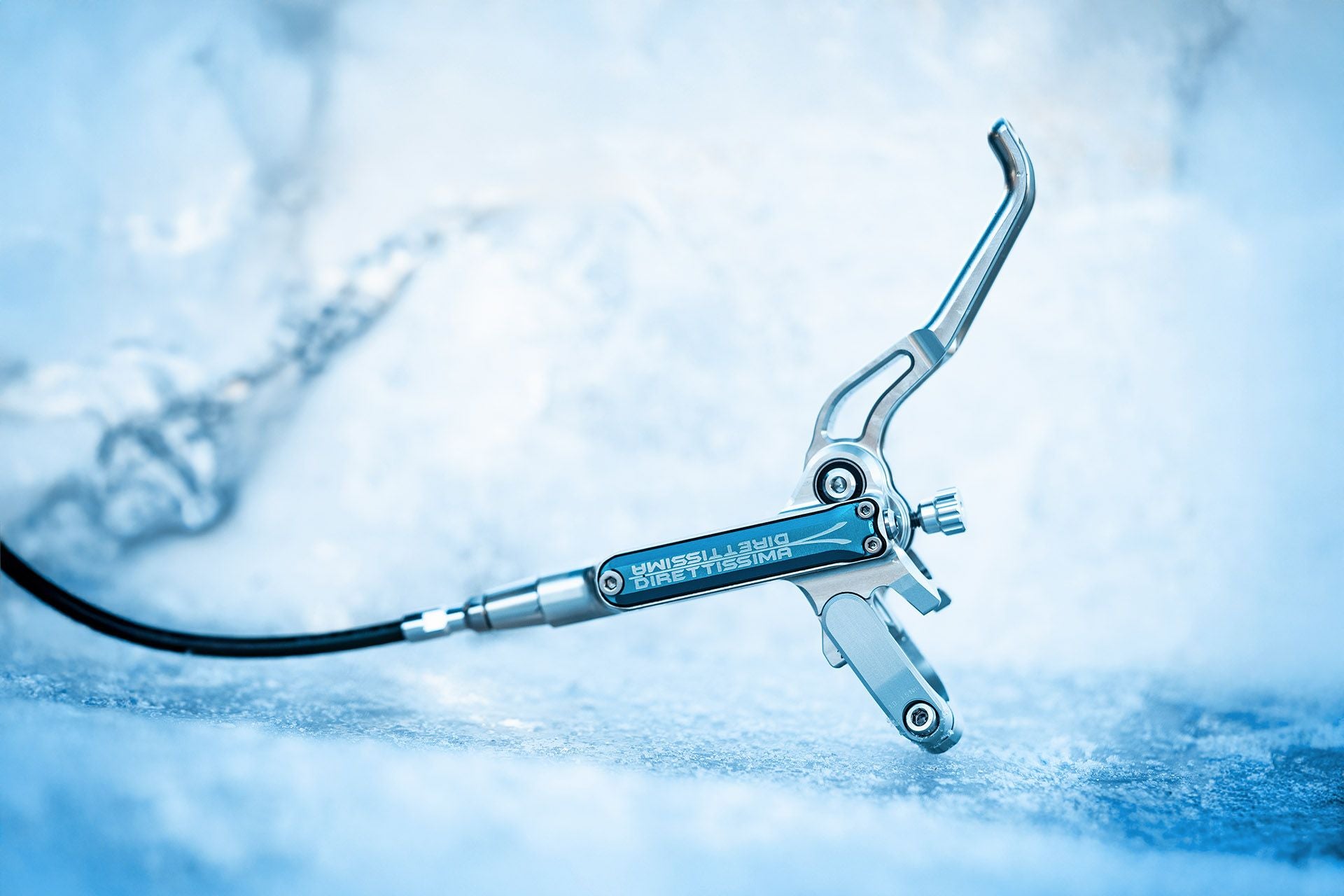 Trickstuff Direttissima Special Edition Silver and Blue lever on ice