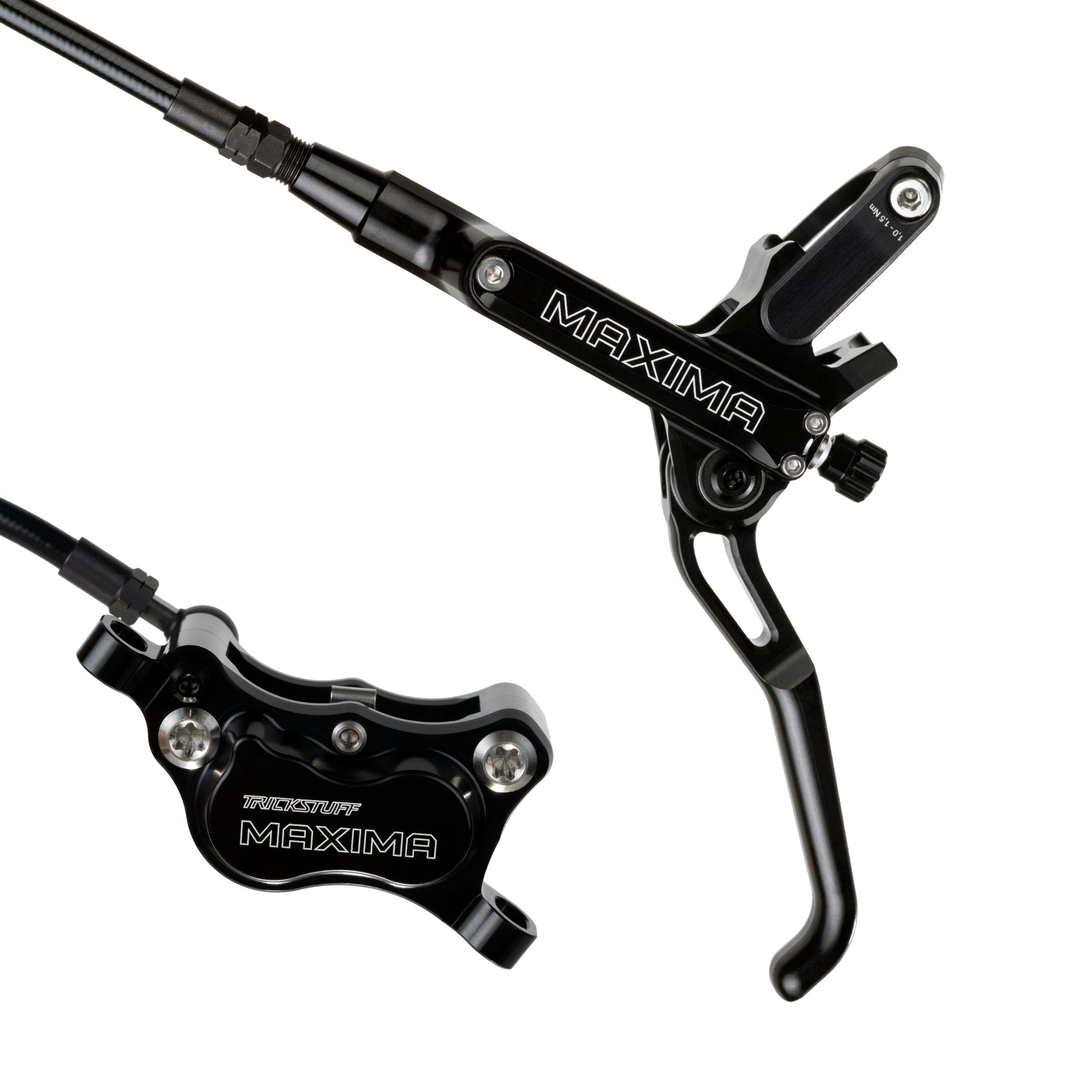 Trickstuff Maxima brake Set in black with Goodridge black hose