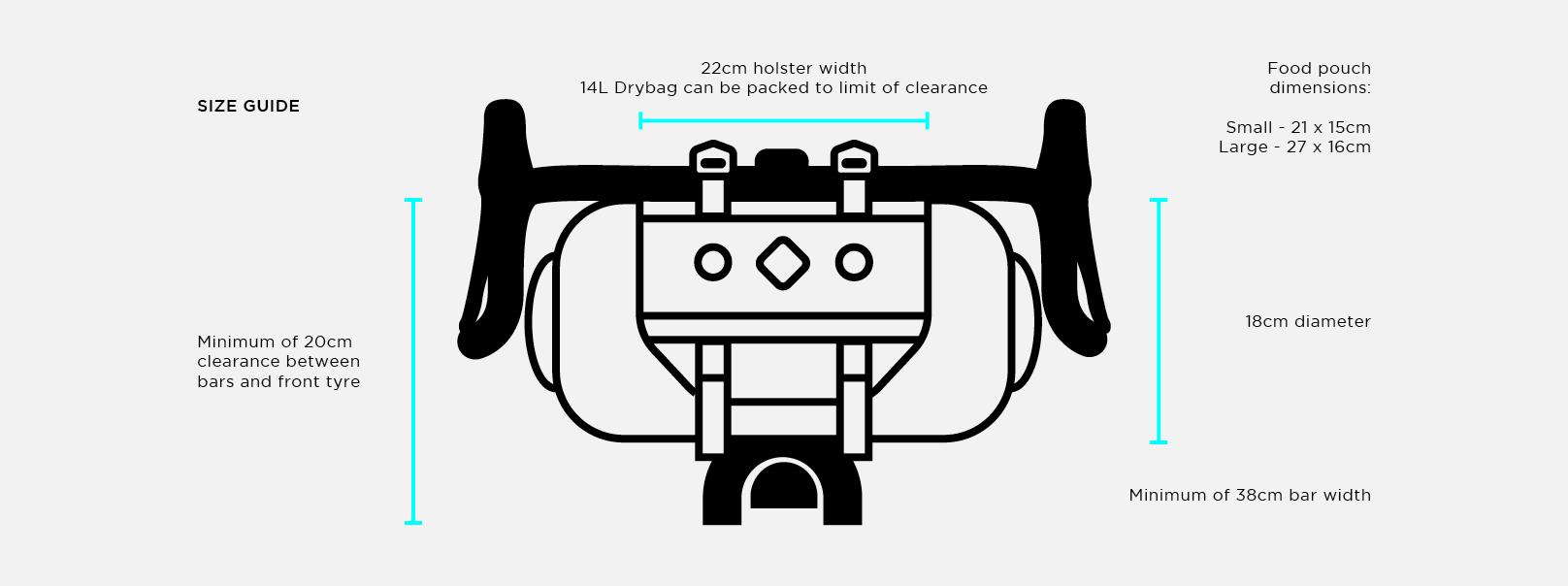 Restrap bar bag size guide