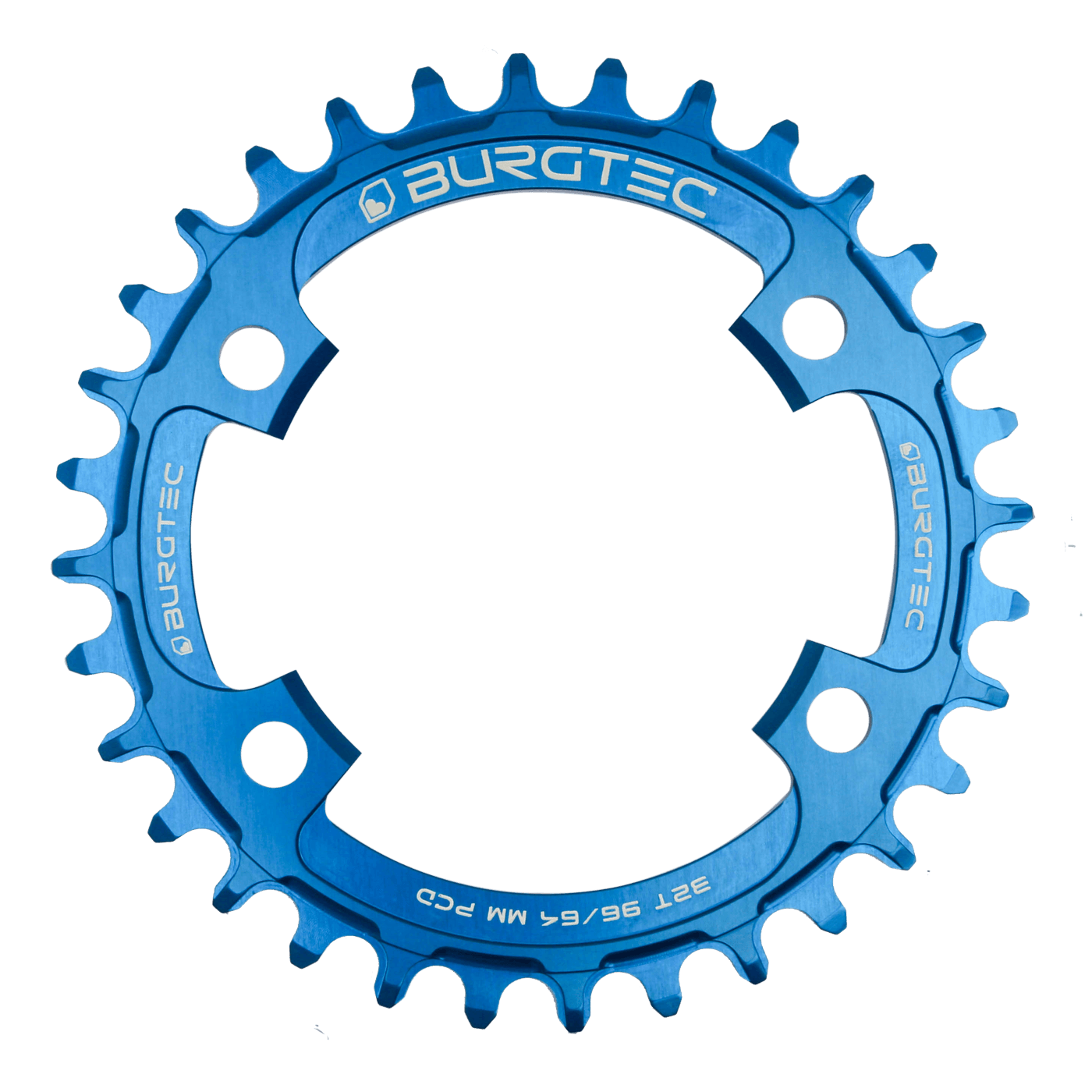 Burgtec 96/64mm PCD thick thin chainring deep blue