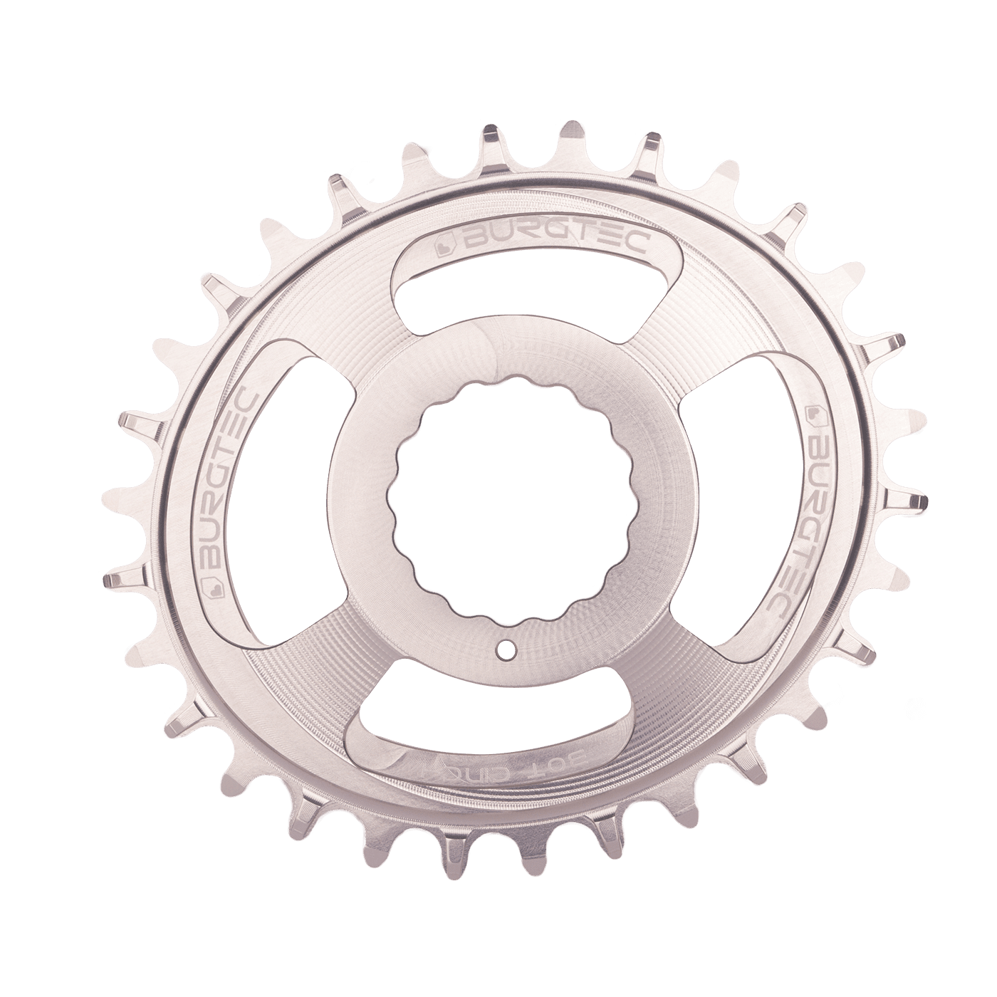 Burgtec OVAL Cinch Thick Thin Chainring rhodium silver