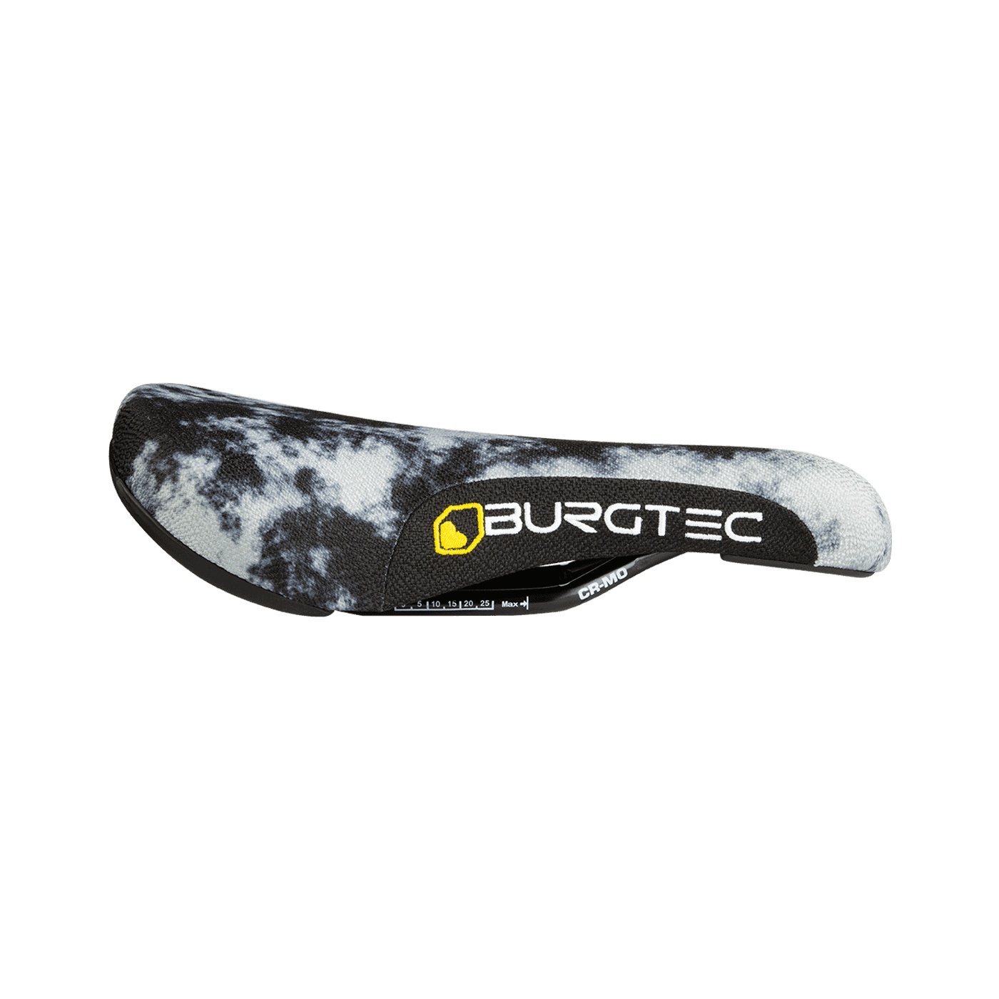 Burgtec the cloud boost saddle acid wash colour with white logo on the side