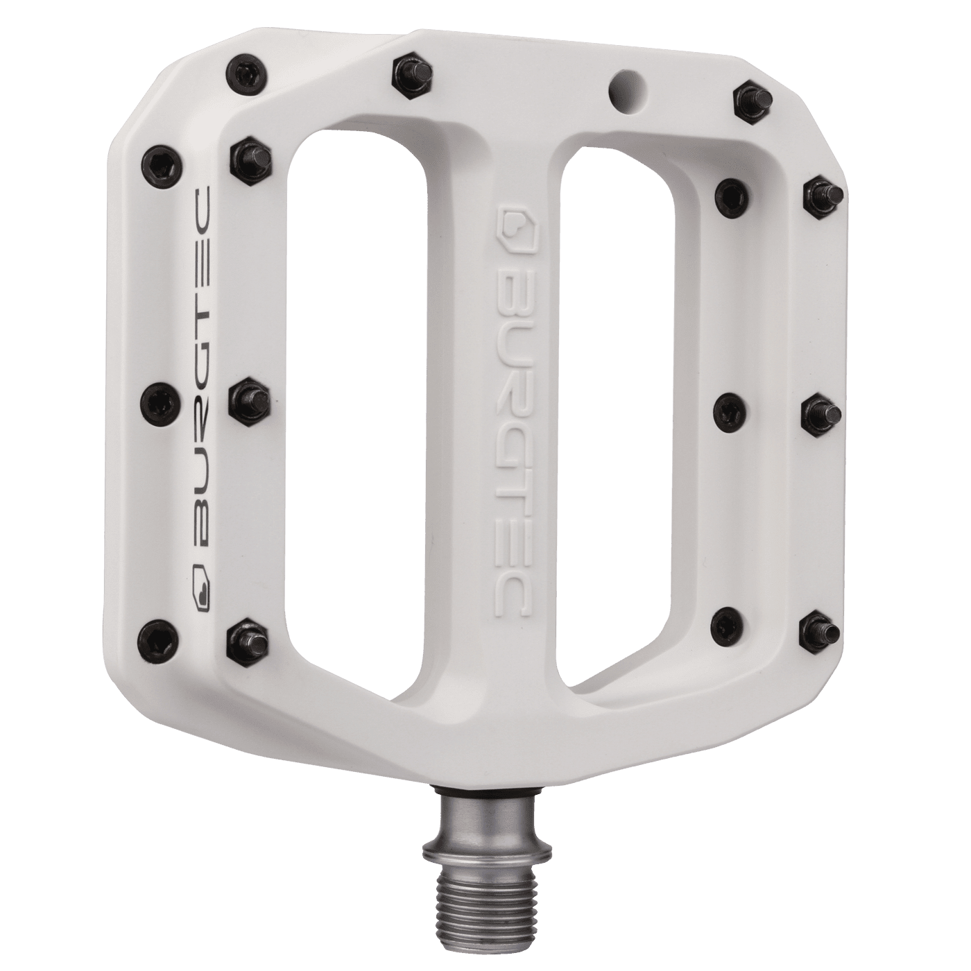 Burgtec composite pedals in Damn Right White