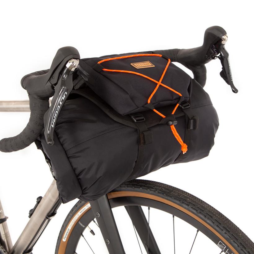 Restrap bar bag black with orange straps 