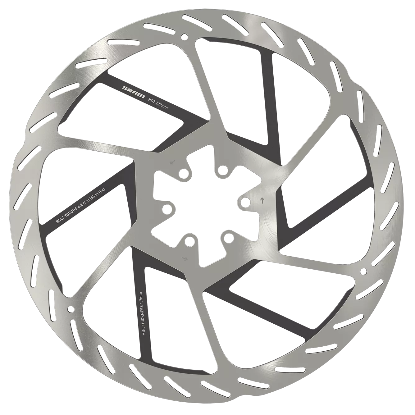 SRAM Rotor HS2 6 Bolt Includes Steel Rotor Bolts Cykel House