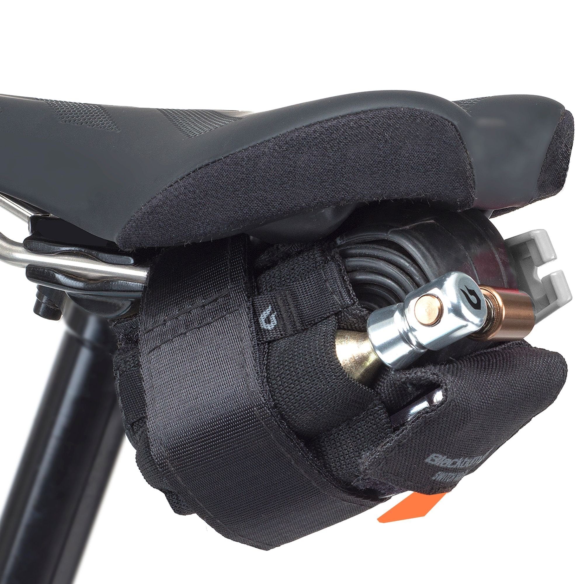 Blackburn big switch wrap tool kit attached to a saddle