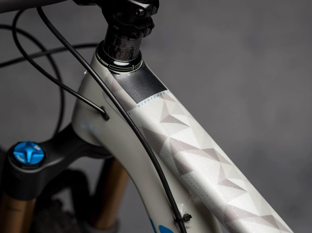 dyedbro geometric frame protection on a mtb