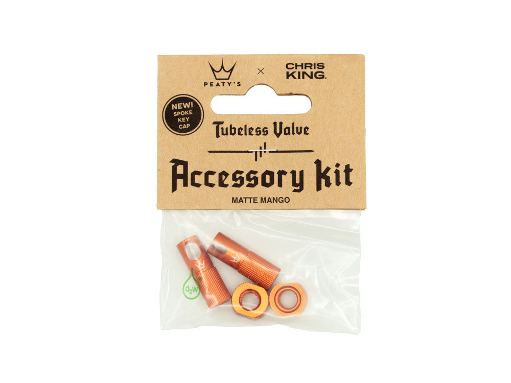 Peatys tubeless valve accessory kit Mango